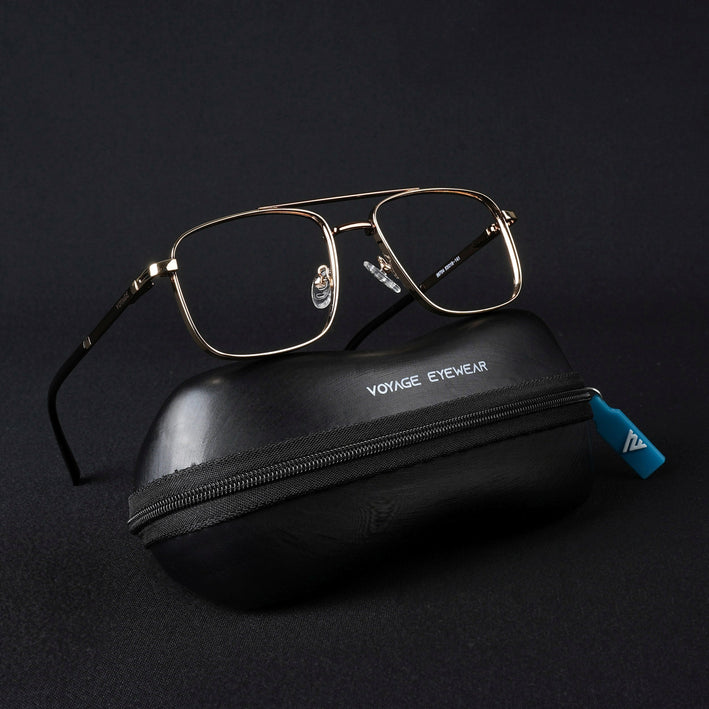 Voyage Silverline Golden Wayfarer Eyeglasses for Men & Women - MG5470-C3