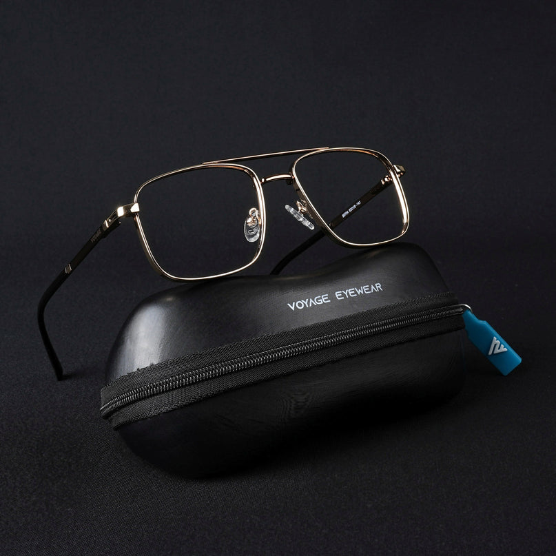 Voyage Silverline Golden Wayfarer Eyeglasses for Men & Women - MG5470-C3