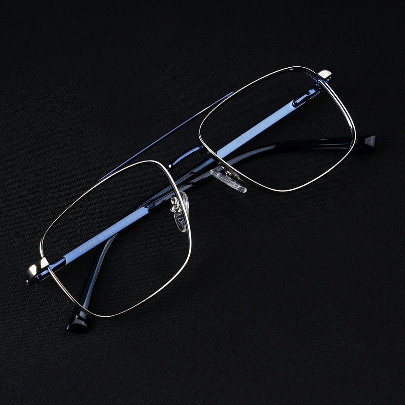 Voyage Silverline Silver & Blue Wayfarer Eyeglasses for Men & Women - MG5471-C4