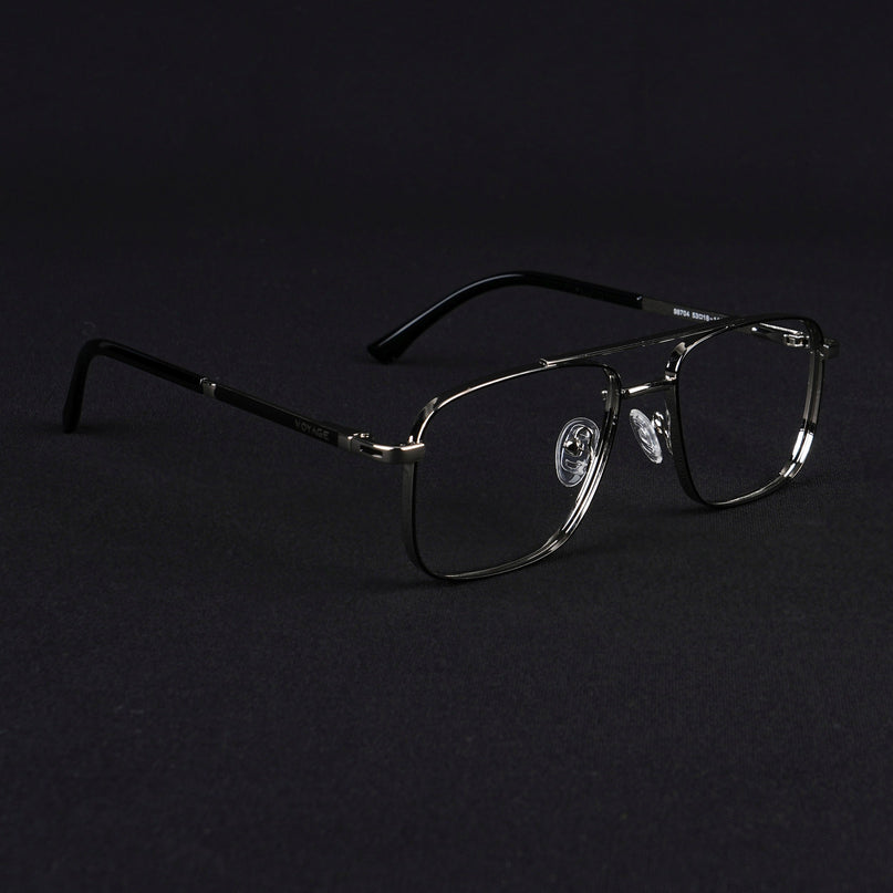 Voyage Silverline Silver & Black Wayfarer Eyeglasses for Men & Women - MG5472-C5