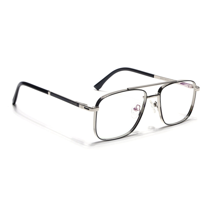 Voyage Silverline Silver & Black Wayfarer Eyeglasses for Men & Women - MG5472-C5