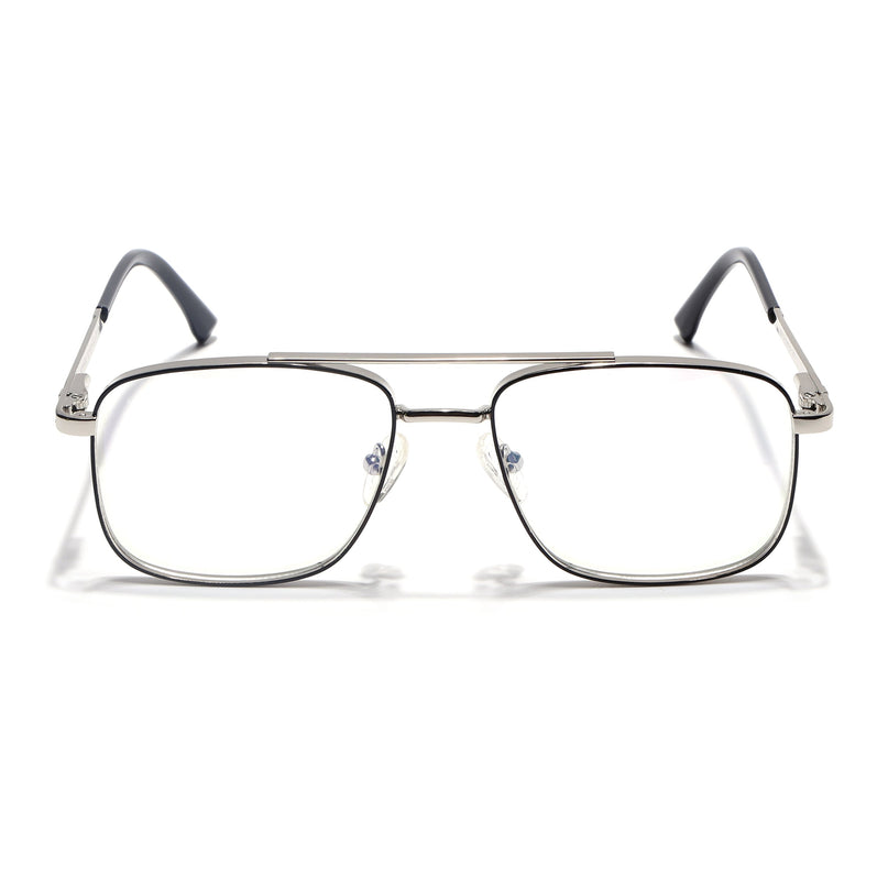 Voyage Silverline Silver & Black Wayfarer Eyeglasses for Men & Women - MG5472-C5