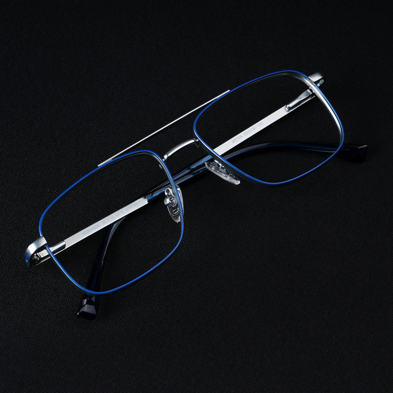 Voyage Silverline Blue & Matt Silver Wayfarer Eyeglasses for Men & Women - MG5474-C7