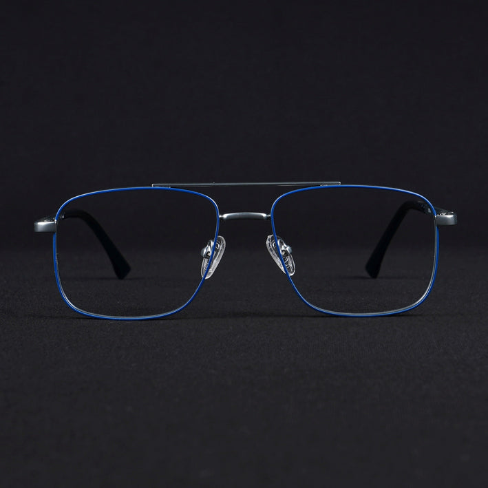 Voyage Silverline Blue & Matt Silver Wayfarer Eyeglasses for Men & Women - MG5474-C7