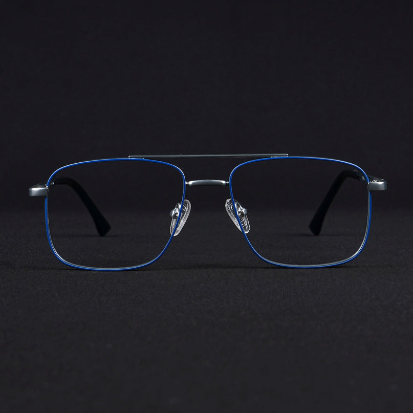 Voyage Silverline Blue & Matt Silver Wayfarer Eyeglasses for Men & Women - MG5474-C7