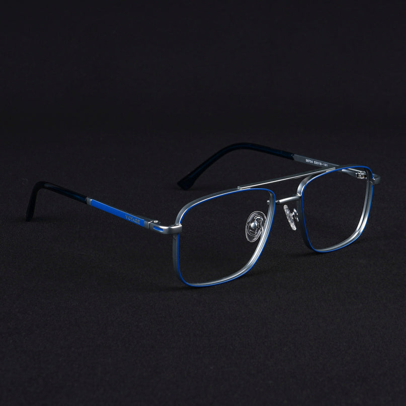 Voyage Silverline Blue & Matt Silver Wayfarer Eyeglasses for Men & Women - MG5474-C7