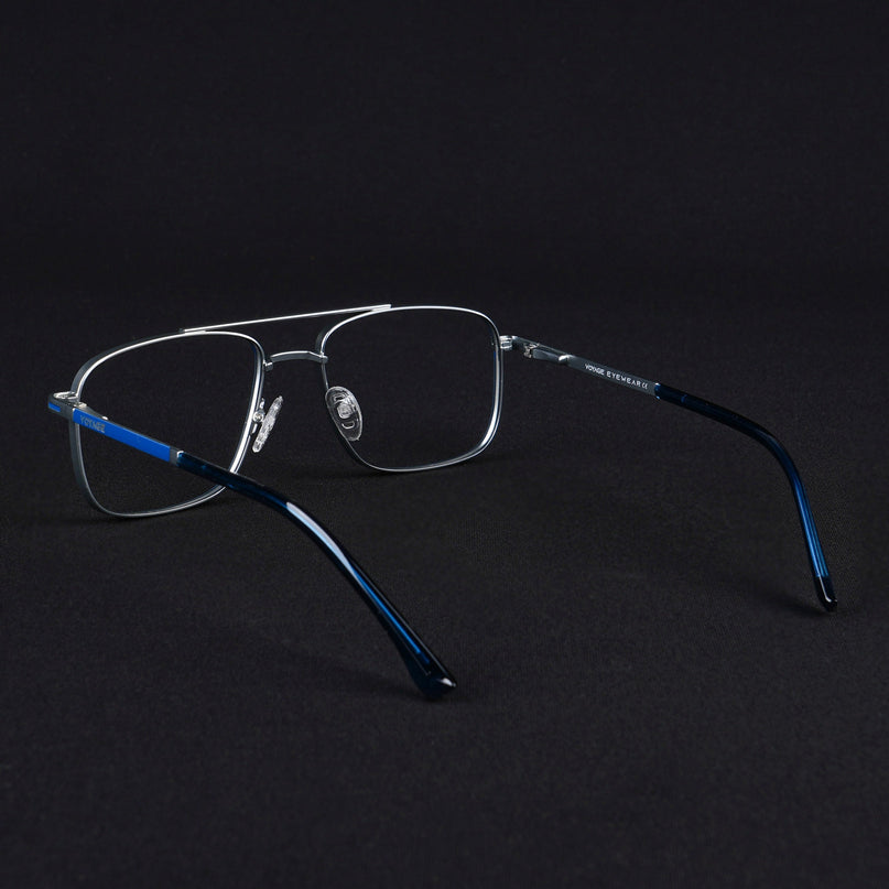 Voyage Silverline Blue & Matt Silver Wayfarer Eyeglasses for Men & Women - MG5474-C7