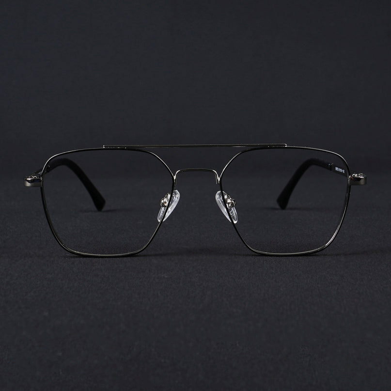 Voyage Silverline Silver & Black Wayfarer Eyeglasses for Men & Women - MG5477-C3