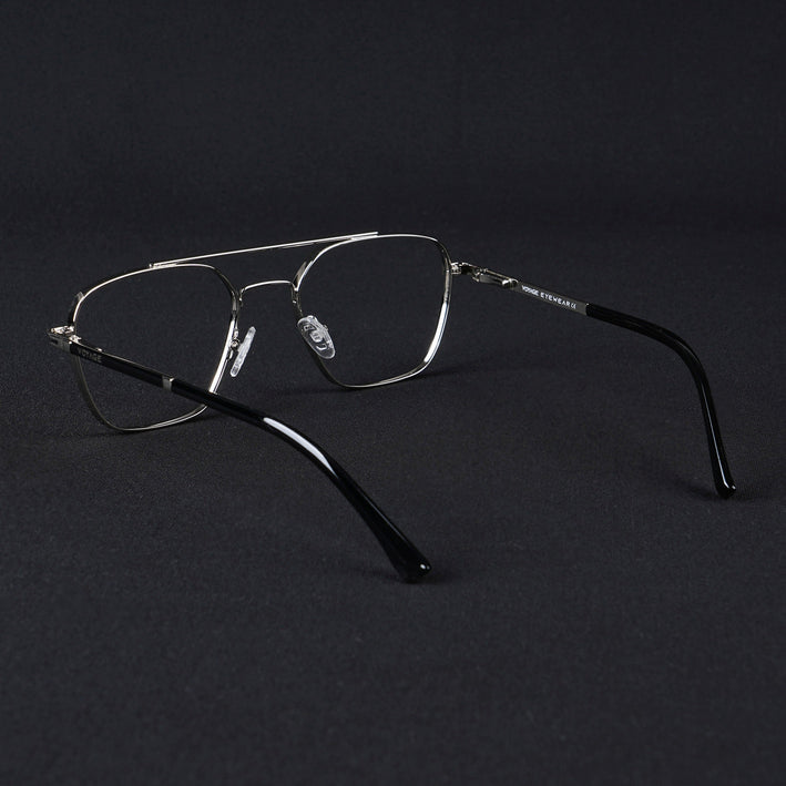 Voyage Silverline Silver & Black Wayfarer Eyeglasses for Men & Women - MG5477-C3