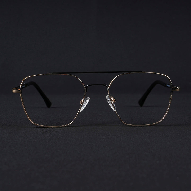 Voyage Silverline Golden & Black Wayfarer Eyeglasses for Men & Women - MG5478-C4