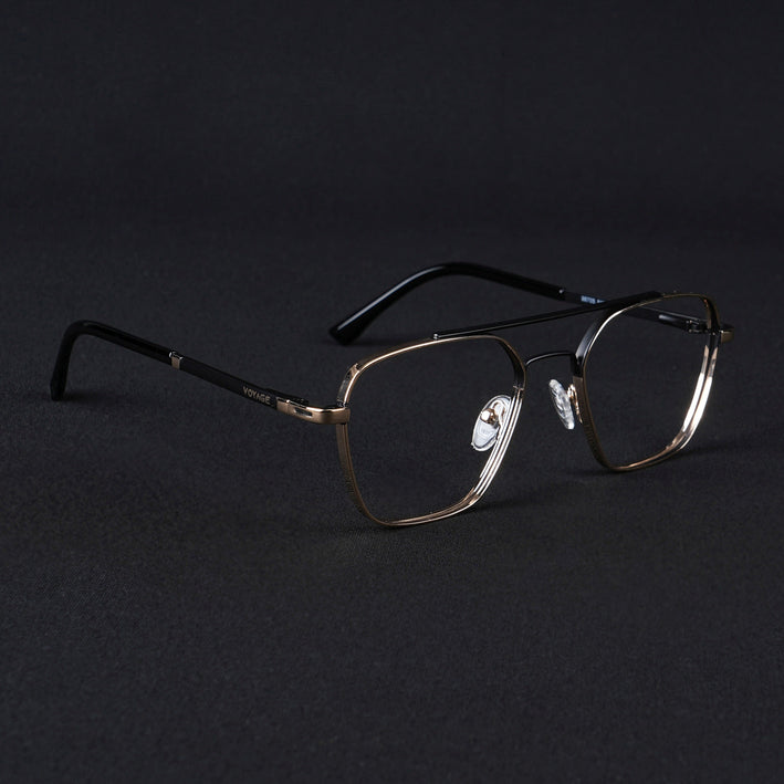 Voyage Silverline Golden & Black Wayfarer Eyeglasses for Men & Women - MG5478-C4