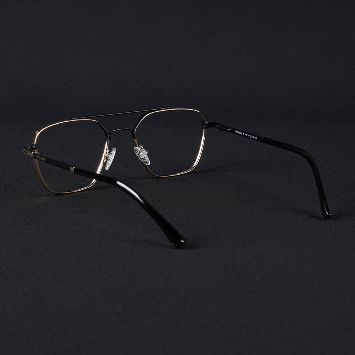 Voyage Silverline Golden & Black Wayfarer Eyeglasses for Men & Women - MG5478-C4