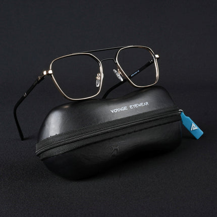 Voyage Silverline Golden & Black Wayfarer Eyeglasses for Men & Women - MG5478-C4