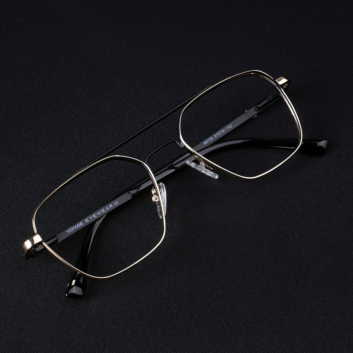 Voyage Silverline Golden & Black Wayfarer Eyeglasses for Men & Women - MG5478-C4