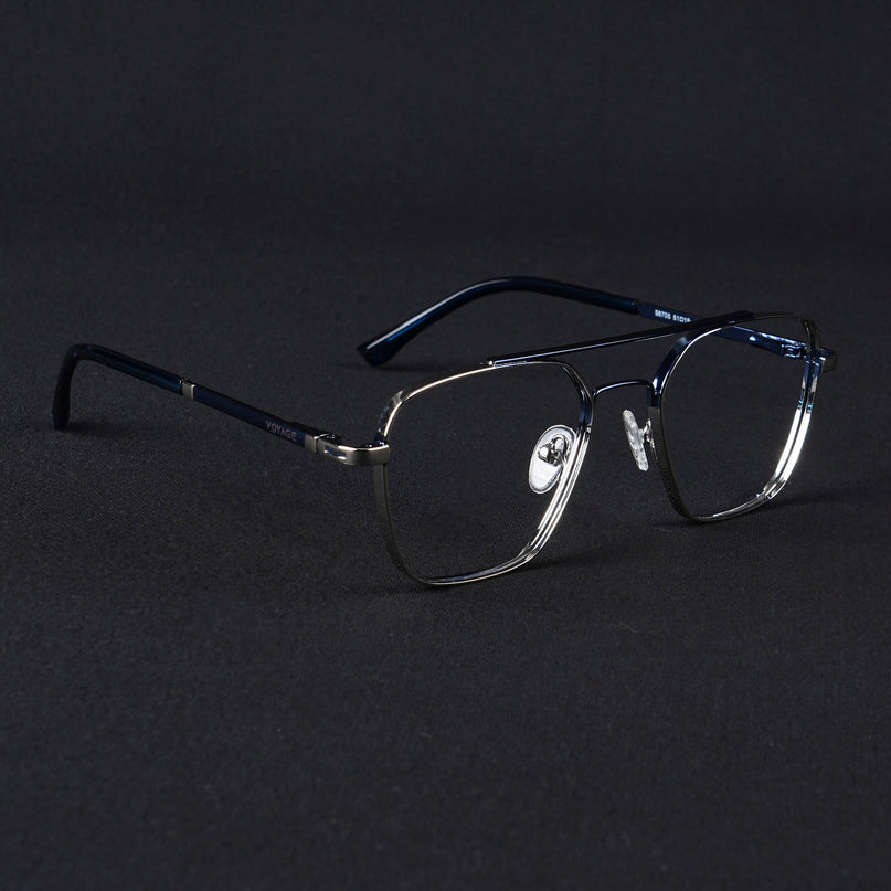 Voyage Silverline Silver & Blue Wayfarer Eyeglasses for Men & Women - MG5480-C6