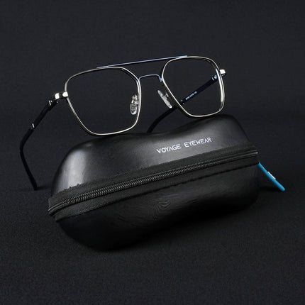 Voyage Silverline Silver & Blue Wayfarer Eyeglasses for Men & Women - MG5480-C6