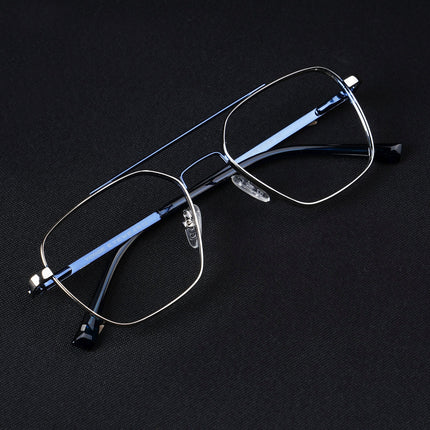 Voyage Silverline Silver & Blue Wayfarer Eyeglasses for Men & Women - MG5480-C6