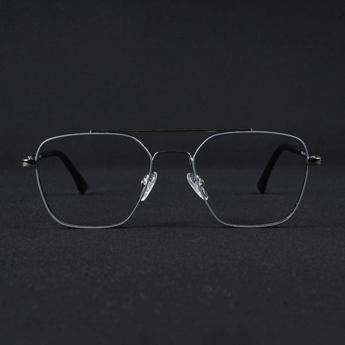 Voyage Silverline Silver & Grey Wayfarer Eyeglasses for Men & Women - MG5481-C7