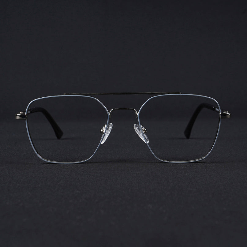 Voyage Silverline Silver & Grey Wayfarer Eyeglasses for Men & Women - MG5481-C7