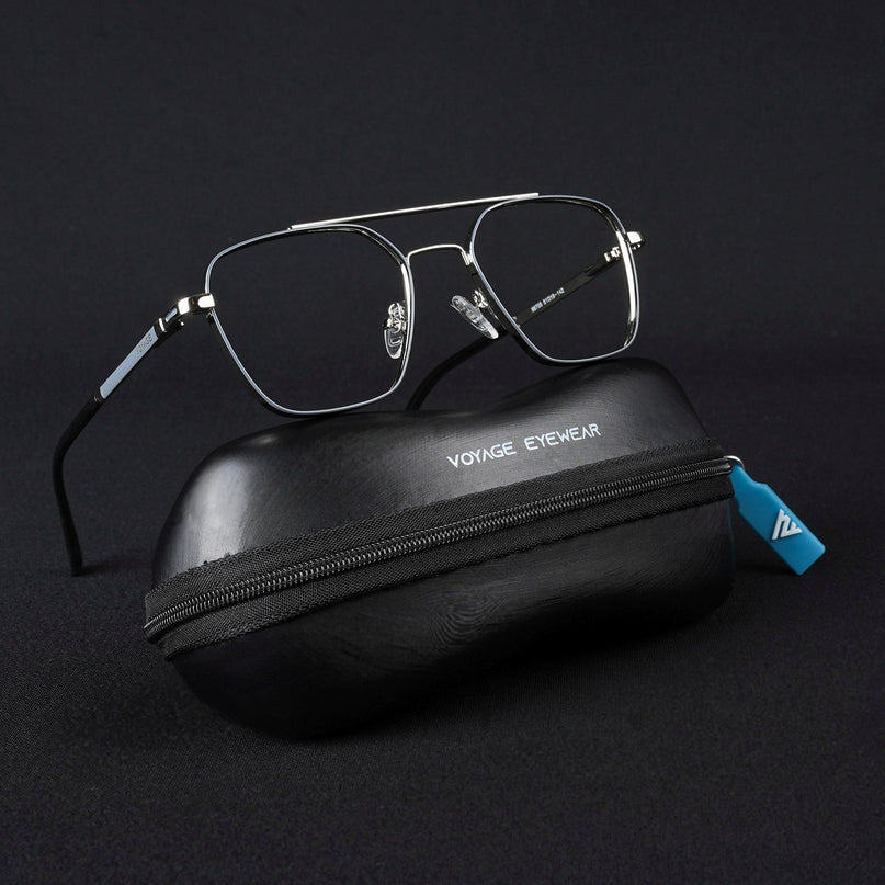 Voyage Silverline Silver & Grey Wayfarer Eyeglasses for Men & Women - MG5481-C7