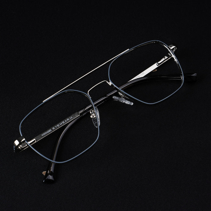 Voyage Silverline Silver & Grey Wayfarer Eyeglasses for Men & Women - MG5481-C7