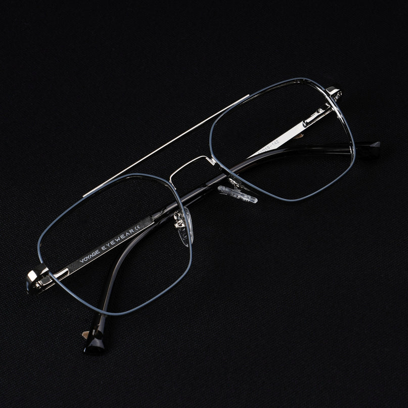 Voyage Silverline Silver & Grey Wayfarer Eyeglasses for Men & Women - MG5481-C7