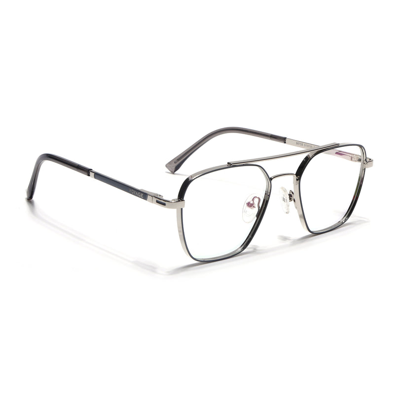 Voyage Silverline Silver & Grey Wayfarer Eyeglasses for Men & Women - MG5481-C7