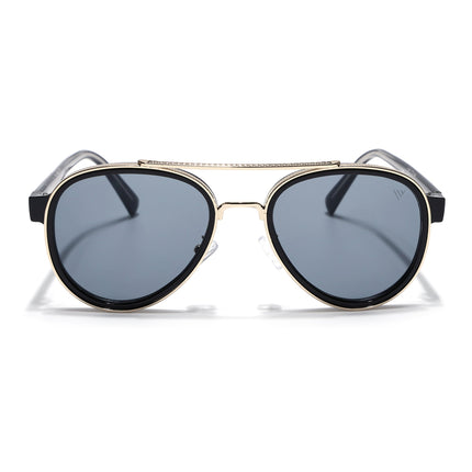 Aviator Sunglasses for Men & Women (Grey Lens | Golden & Black Frame - MG7151)