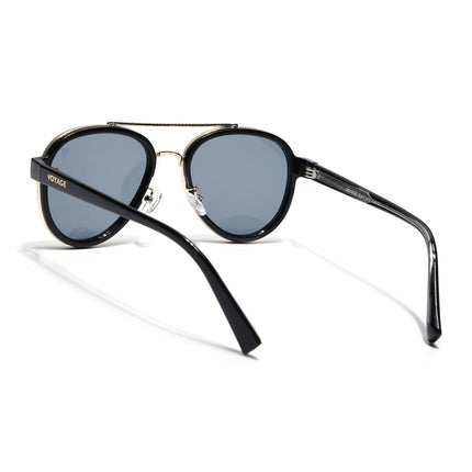 Aviator Sunglasses for Men & Women (Grey Lens | Golden & Black Frame - MG7151)