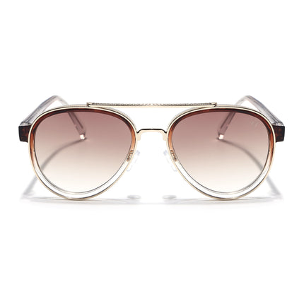 Aviator Sunglasses for Men & Women (Brown & Clear Lens | Golden & Brown Frame - MG7152)
