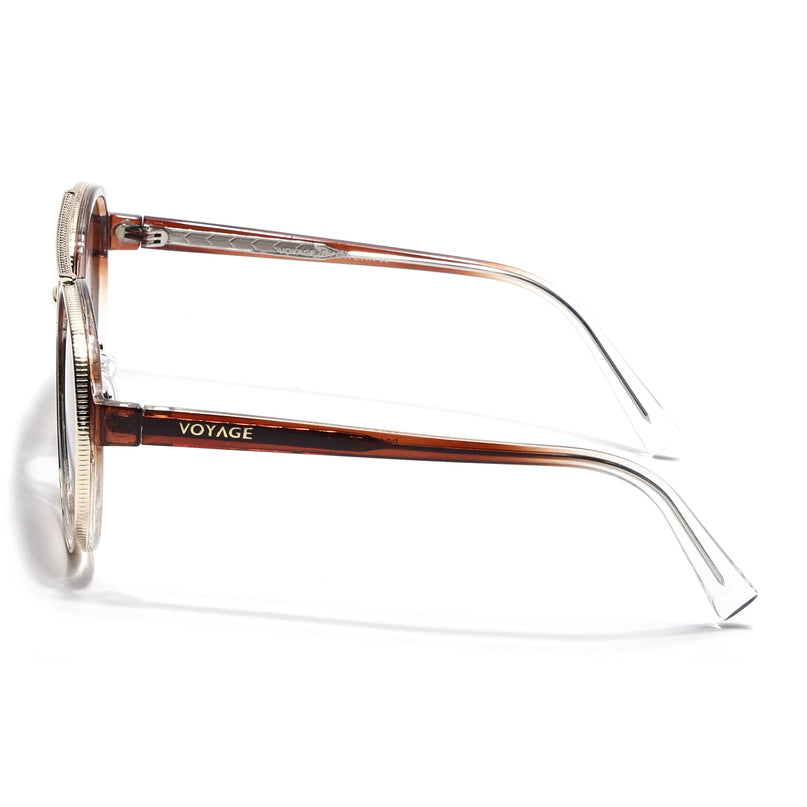 Aviator Sunglasses for Men & Women (Brown & Clear Lens | Golden & Brown Frame - MG7152)