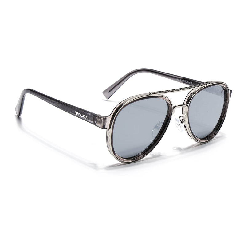 Aviator Sunglasses for Men & Women (Grey Lens | Silver & Grey Frame - MG7153)