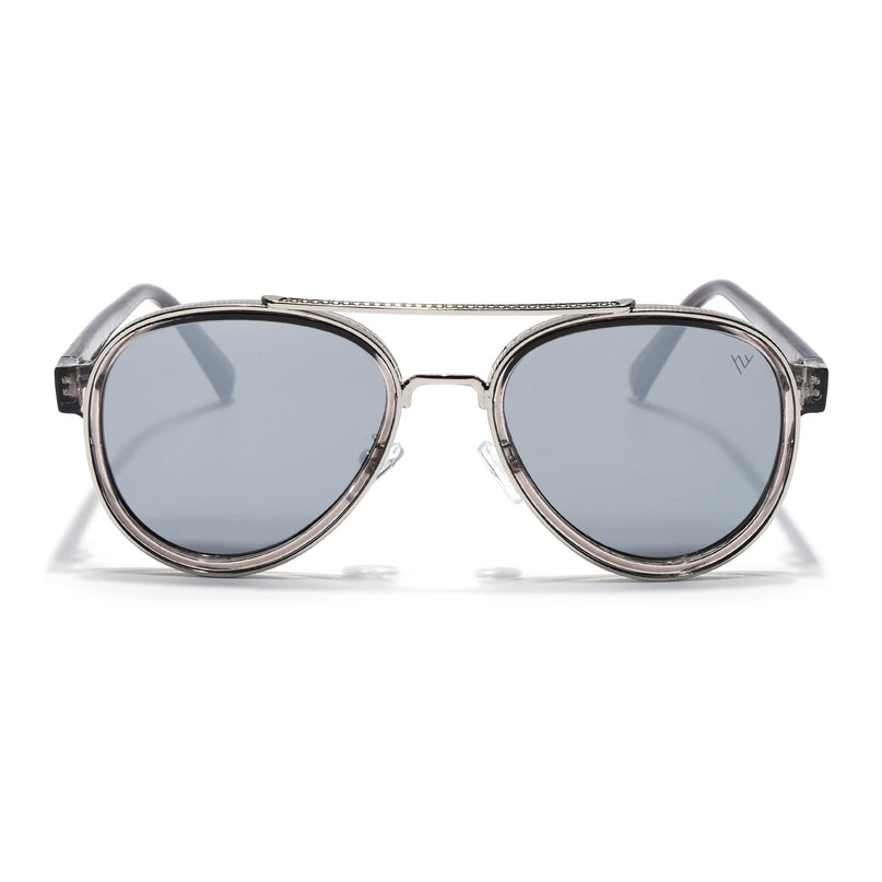 Aviator Sunglasses for Men & Women (Grey Lens | Silver & Grey Frame - MG7153)