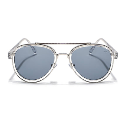 Aviator Sunglasses for Men & Women (Grey Lens | Silver & Transparent Frame - MG7154)