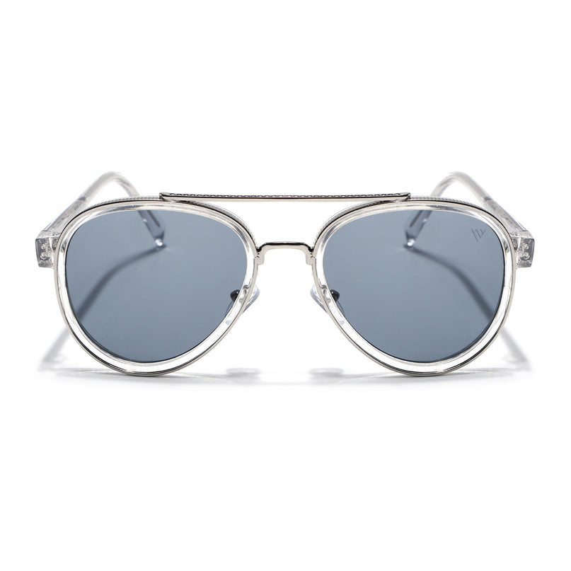 Aviator Sunglasses for Men & Women (Grey Lens | Silver & Transparent Frame - MG7154)
