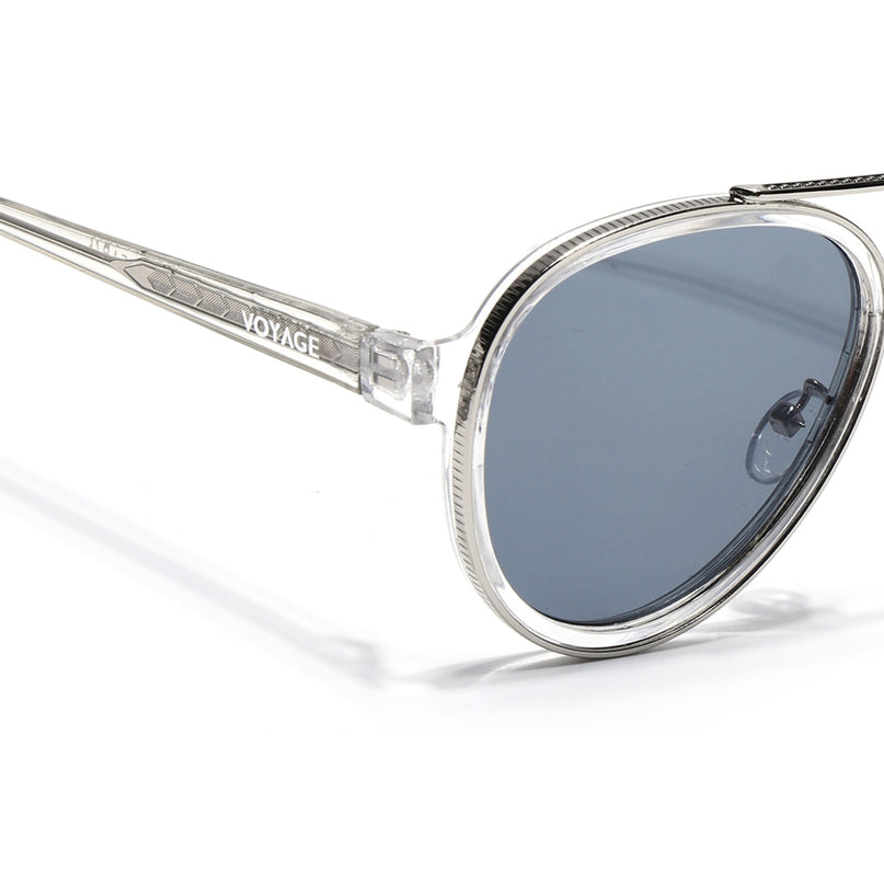 Aviator Sunglasses for Men & Women (Grey Lens | Silver & Transparent Frame - MG7154)