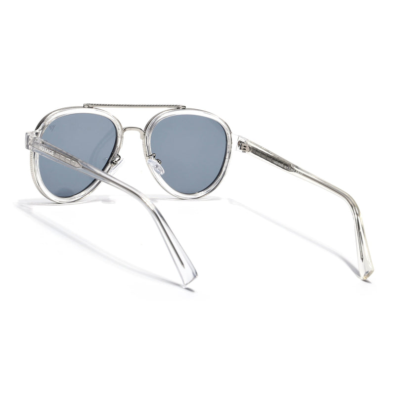 Aviator Sunglasses for Men & Women (Grey Lens | Silver & Transparent Frame - MG7154)