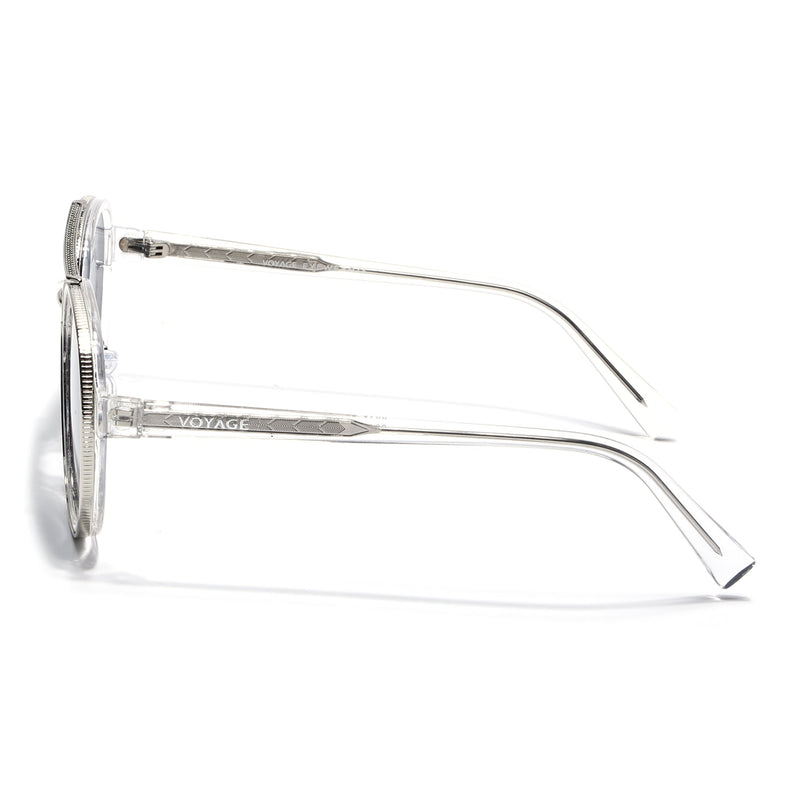 Aviator Sunglasses for Men & Women (Grey Lens | Silver & Transparent Frame - MG7154)