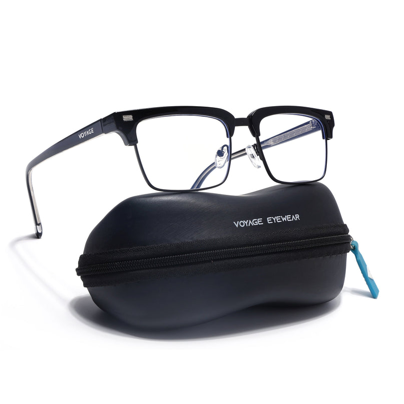 Voyage Black Half Rim Clubmaster Eyeglasses for Men & Women (9920FMG7063-C1)