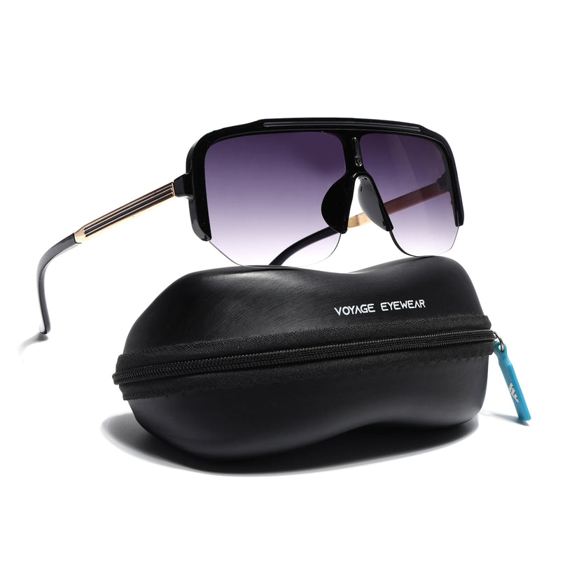 Wayfarer Sunglasses for Men & Women (Grey & Clear Lens | Shine Black Frame - MG7322)