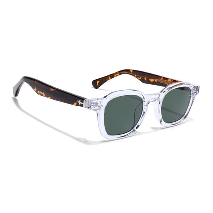 Wayfarer Sunglasses for Men & Women (Green Lens | Transparent Frame - MG8154)