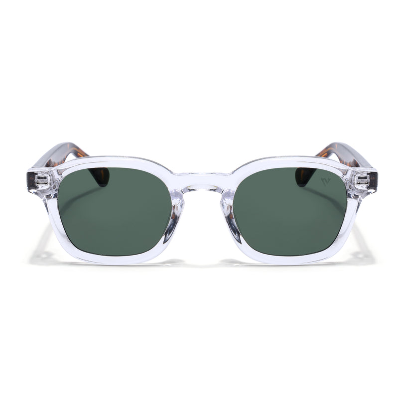 Wayfarer Sunglasses for Men & Women (Green Lens | Transparent Frame - MG8154)