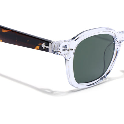 Wayfarer Sunglasses for Men & Women (Green Lens | Transparent Frame - MG8154)