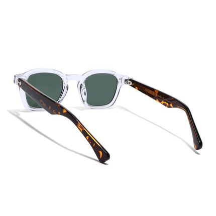 Wayfarer Sunglasses for Men & Women (Green Lens | Transparent Frame - MG8154)