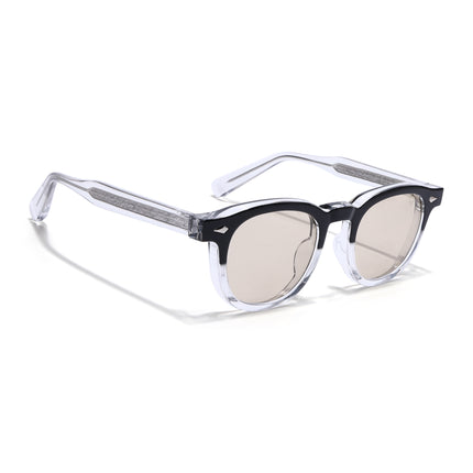 Wayfarer Sunglasses for Men & Women (Light Brown Lens | Black &Transparent Frame - MG8161)