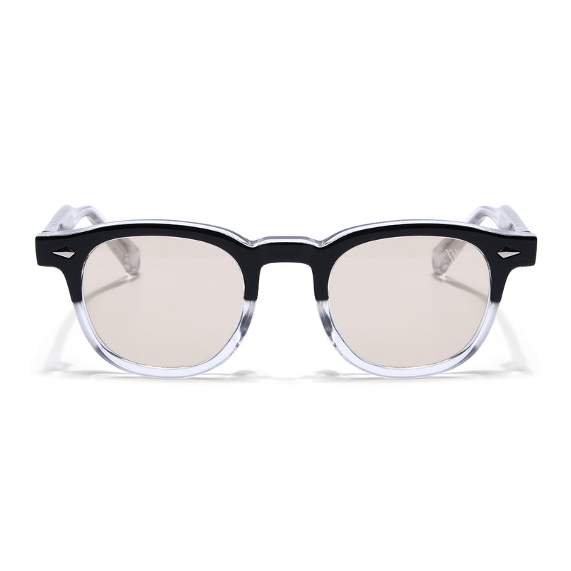 Wayfarer Sunglasses for Men & Women (Light Brown Lens | Black &Transparent Frame - MG8161)