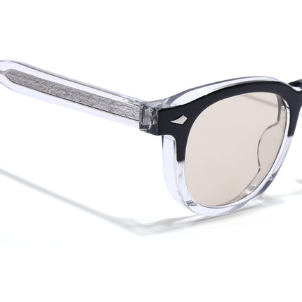 Wayfarer Sunglasses for Men & Women (Light Brown Lens | Black &Transparent Frame - MG8161)