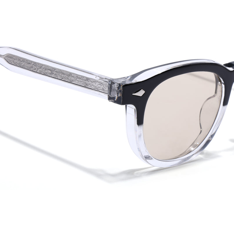 Wayfarer Sunglasses for Men & Women (Light Brown Lens | Black &Transparent Frame - MG8161)