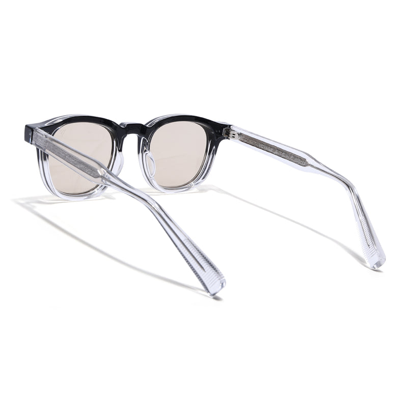 Wayfarer Sunglasses for Men & Women (Light Brown Lens | Black &Transparent Frame - MG8161)