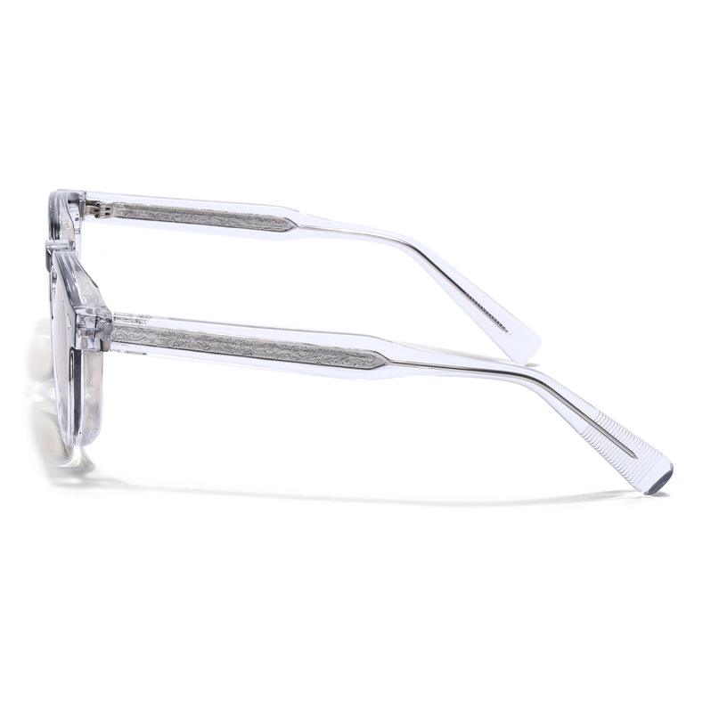 Wayfarer Sunglasses for Men & Women (Light Brown Lens | Black &Transparent Frame - MG8161)
